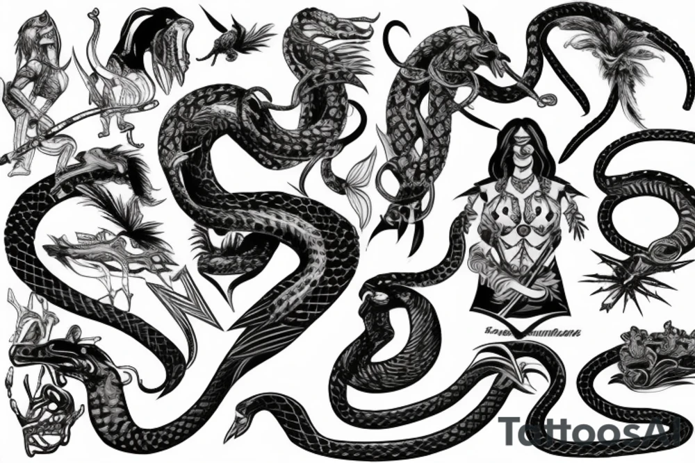 warrior with a snake tattoo idea
