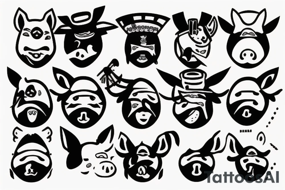 Samurai with pig nose tattoo idea