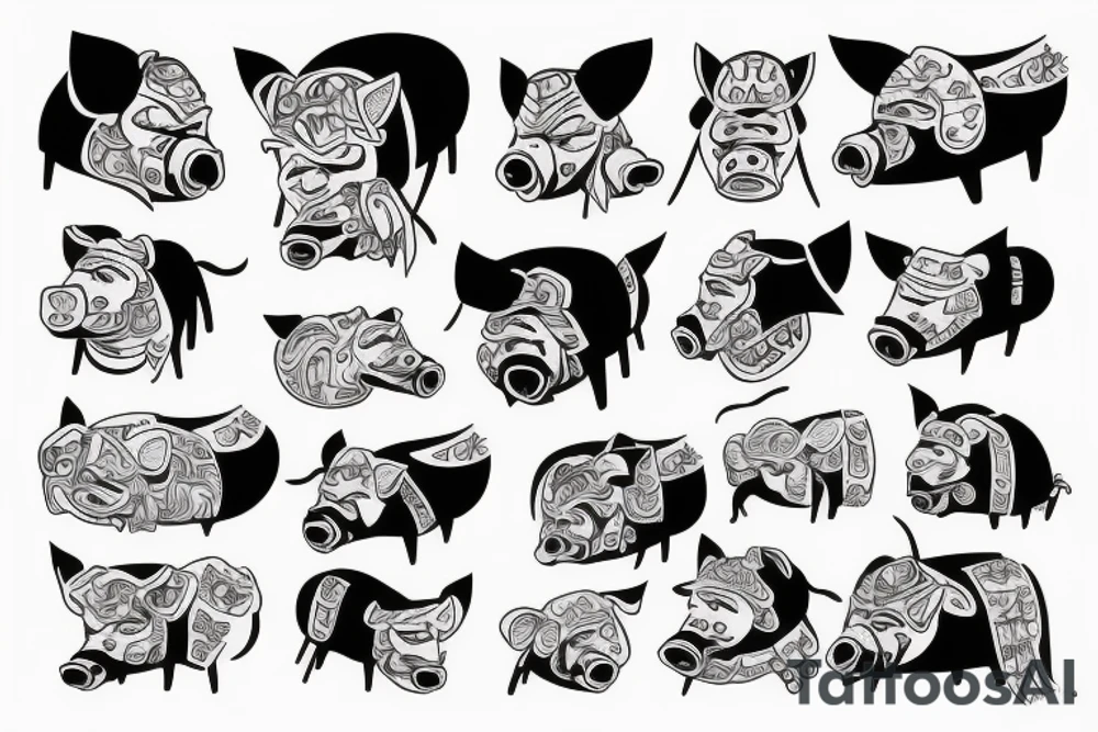 Samurai with pig nose tattoo idea