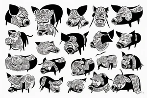 Samurai with pig nose tattoo idea
