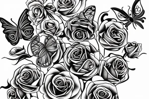 butterfly  art line roses  dog tattoo idea