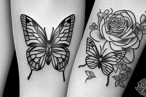 butterfly   roses  dog tattoo idea
