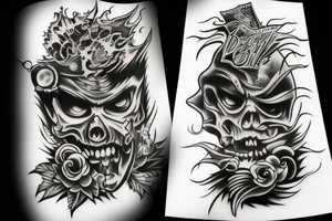 dark trash devil scary tattoo idea