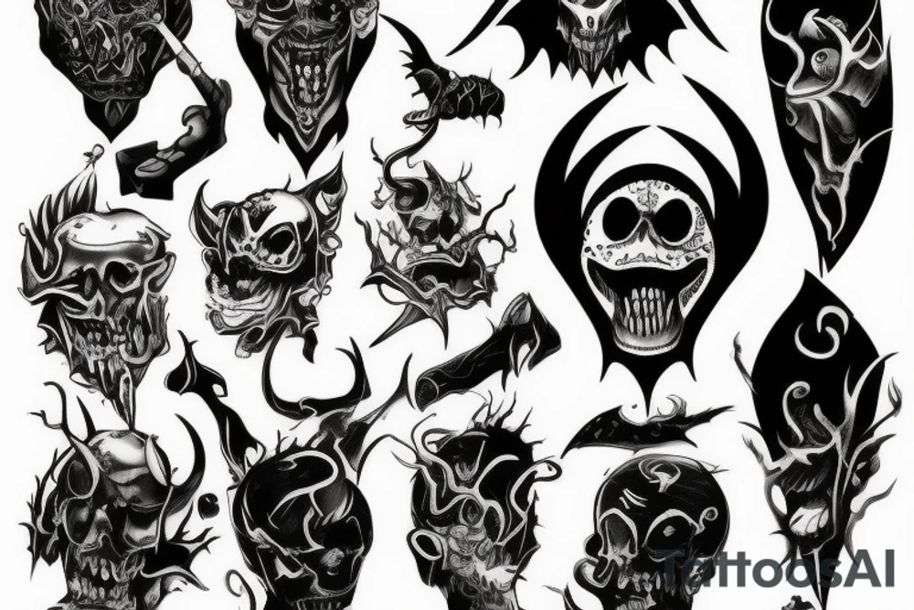 dark trash devil scary tattoo idea