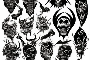 dark trash devil scary tattoo idea