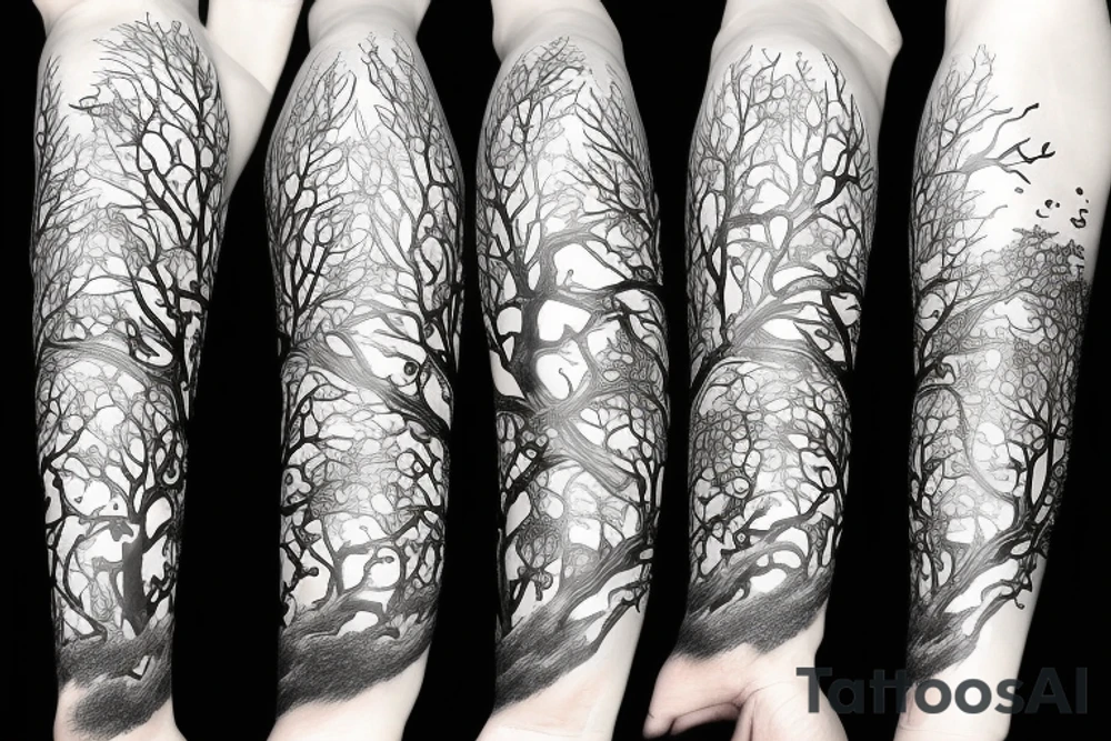 mask tree dragon tattoo idea