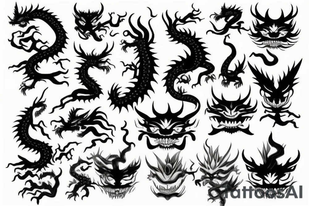 mask tree dragon tattoo idea