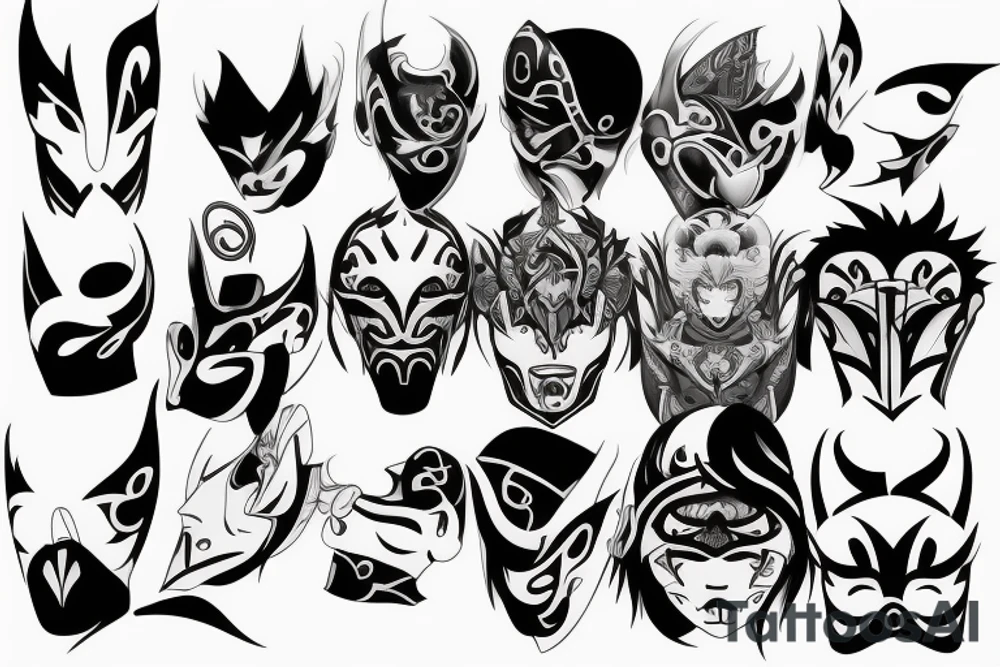 Xiao's mask from the game Genshin Impact tattoo idea