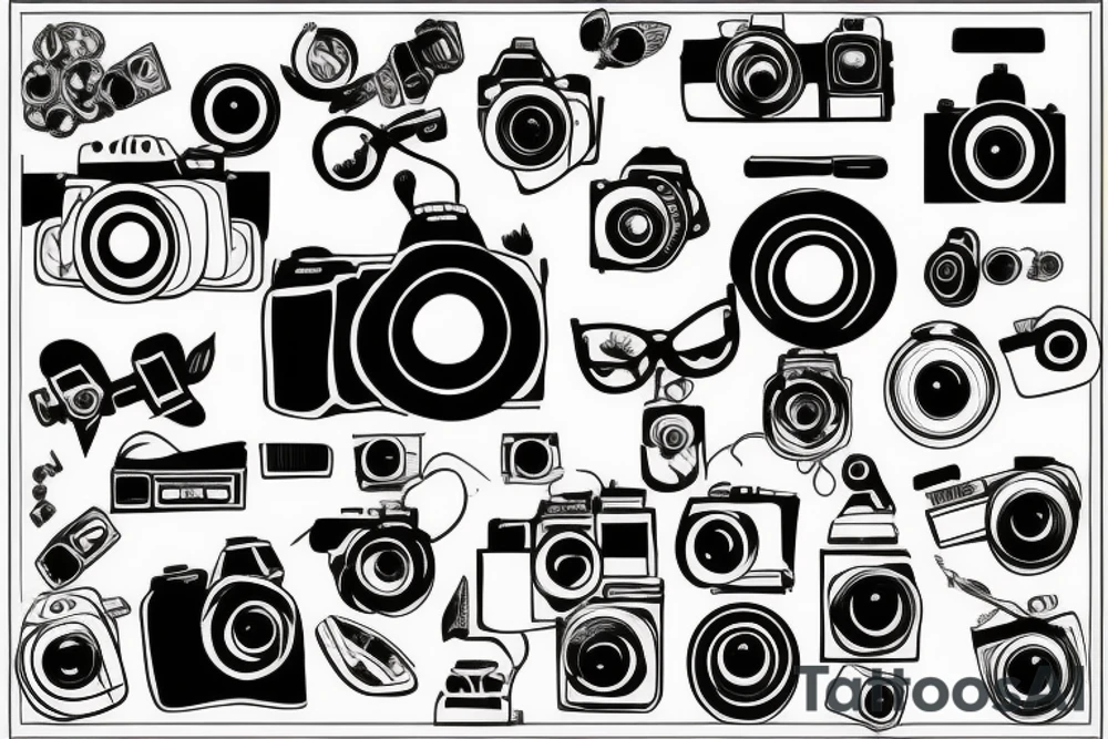 The front of a camera tattoo idea