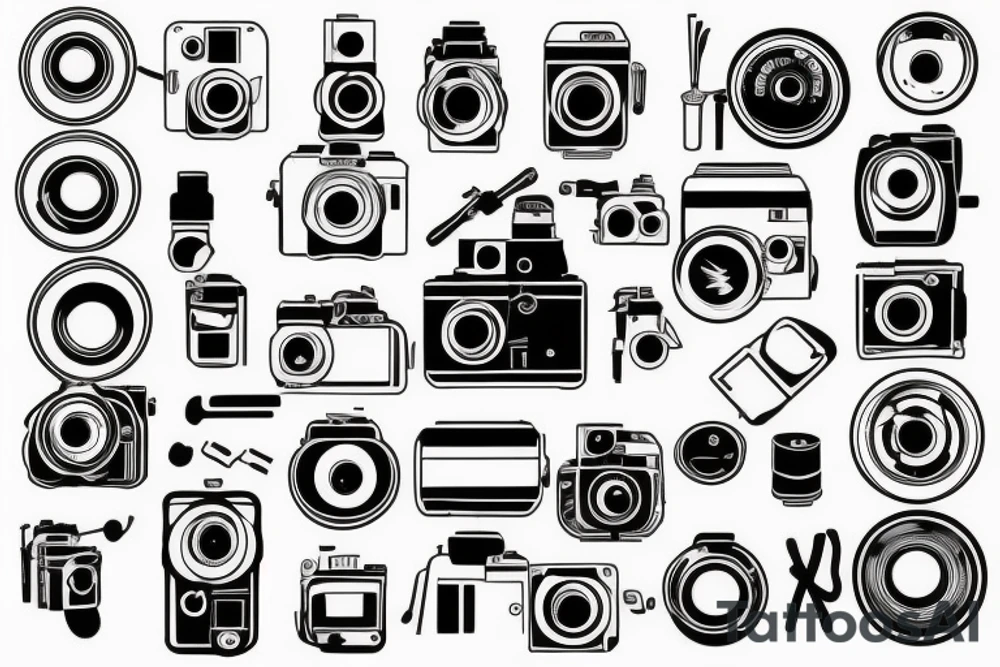 The front of a camera vector drawing tattoo idea