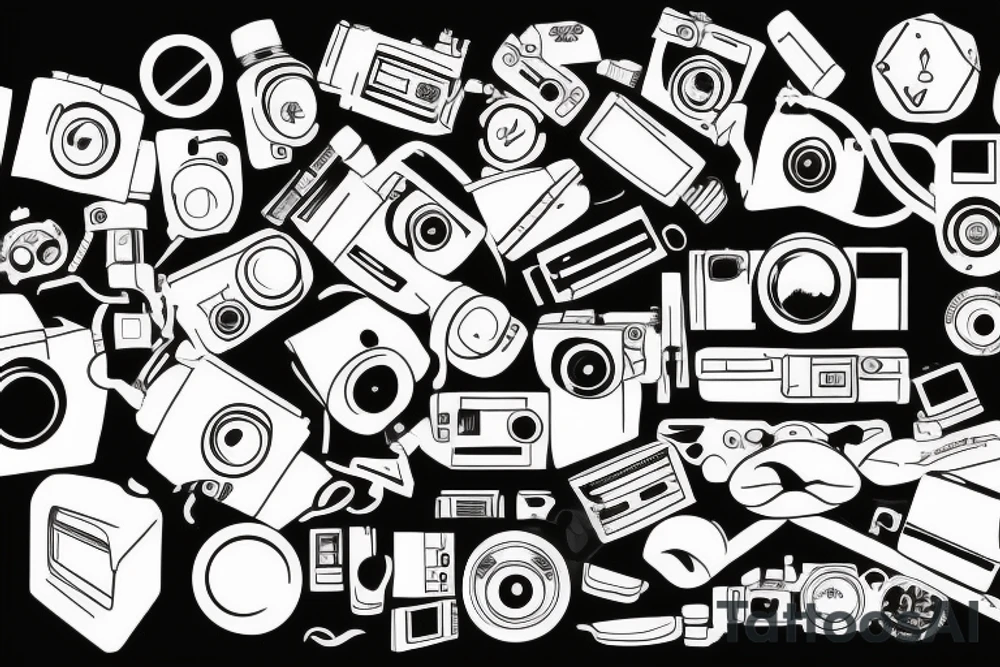 The front of a camera vector drawing tattoo idea