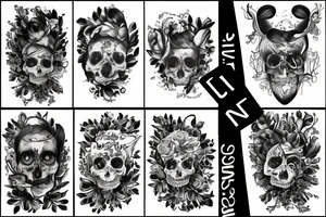 japońskie czaszki tattoo idea
