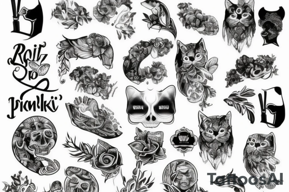 Kot z wyciągniętą łapka przybiający piątkę do ręki człowieka tattoo idea