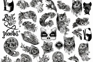 Kot z wyciągniętą łapka przybiający piątkę do ręki człowieka tattoo idea