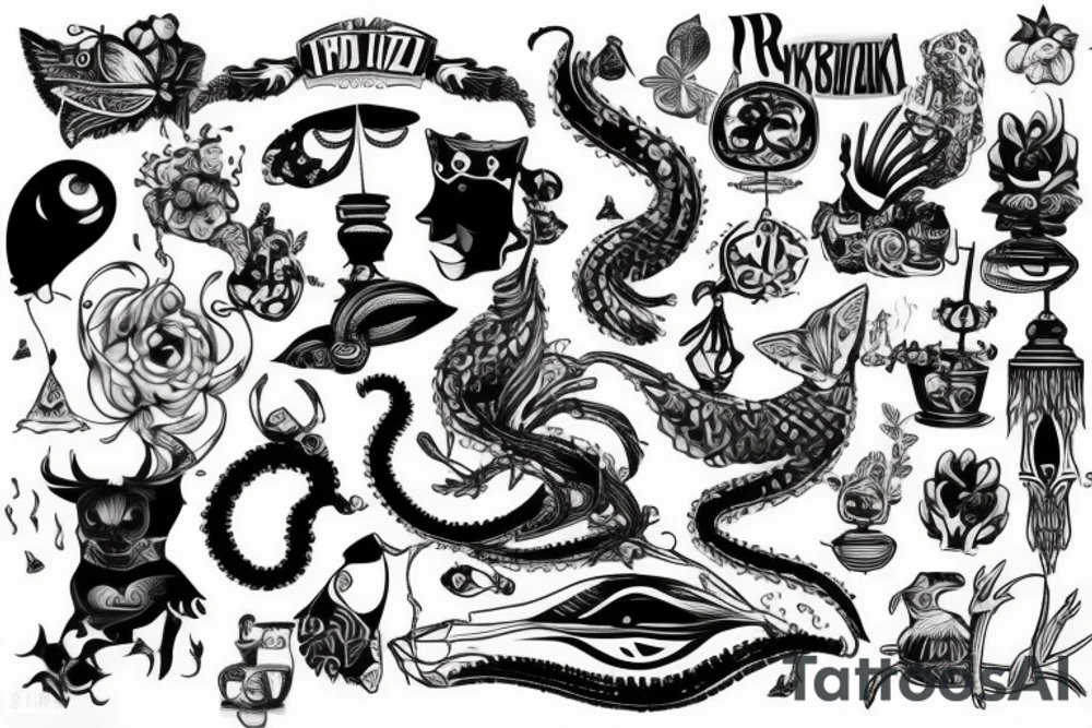 Kot z wyciągniętą łapka przybiający piątkę do ręki człowieka tattoo idea