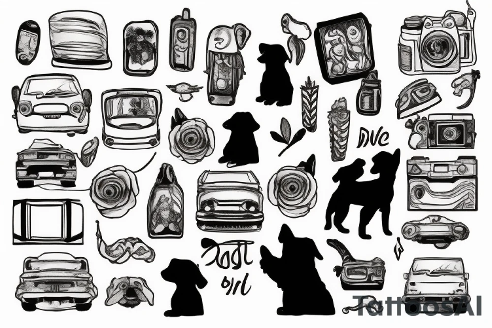 Couple and dog on Road trip tattoo idea