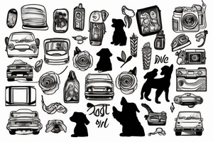 Couple and dog on Road trip tattoo idea