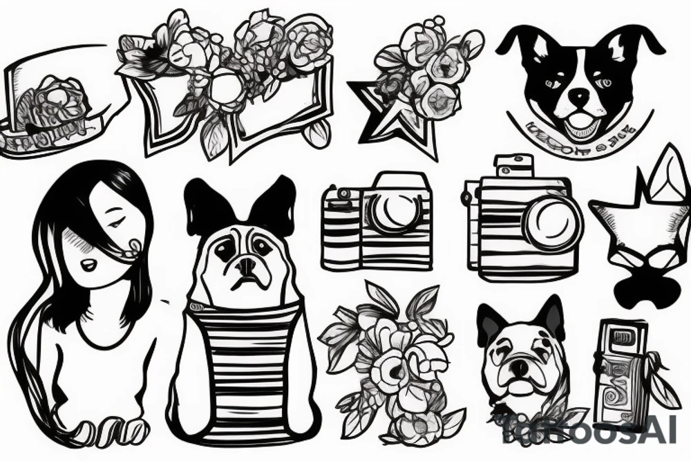 Couple and dog on Road trip tattoo idea