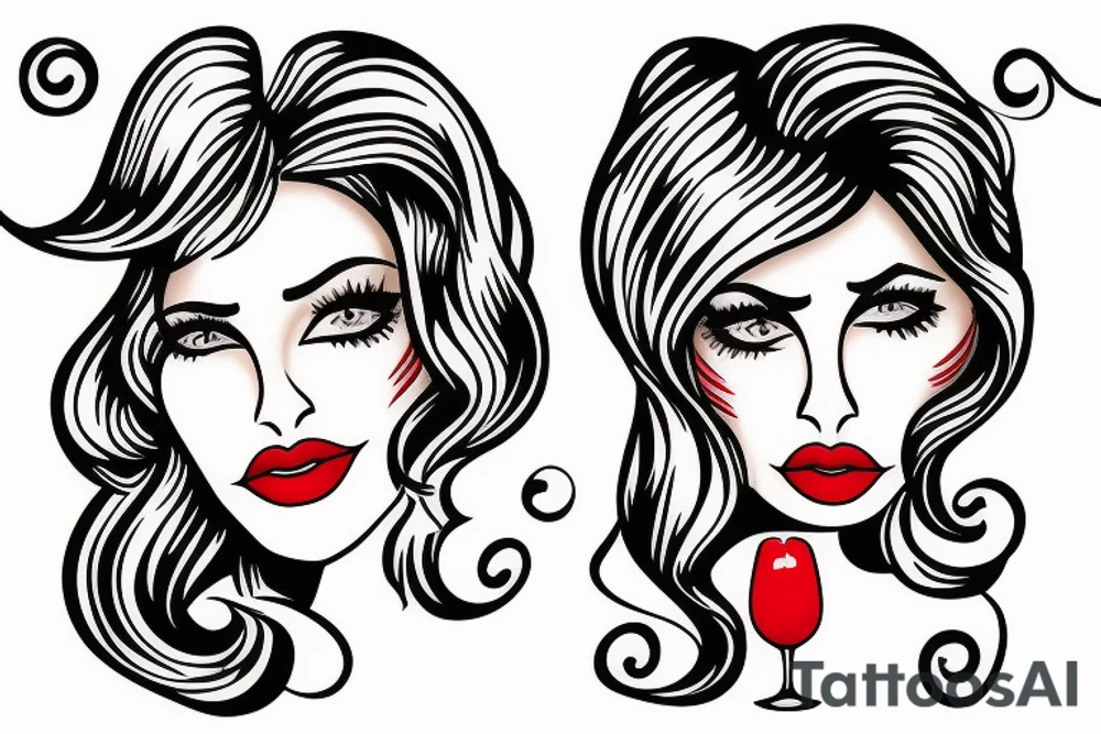 Red lips and a tequila glass tattoo idea