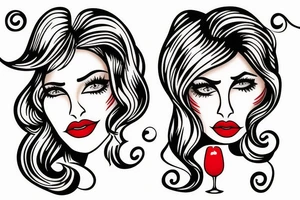 Red lips and a tequila glass tattoo idea