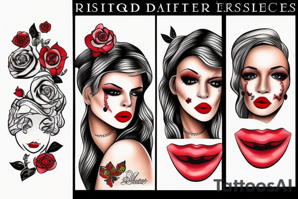 Red lips and a tequila glass tattoo idea