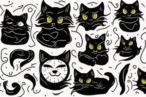 simple black cat ghost with white blanket tattoo idea