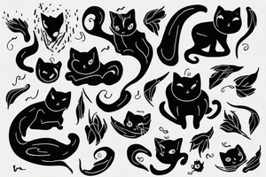 simple black cat ghost with white blanket tattoo idea