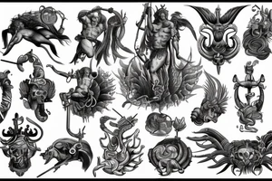 Neptun, trident, god of see, city Gdańsk, Powerful tattoo idea