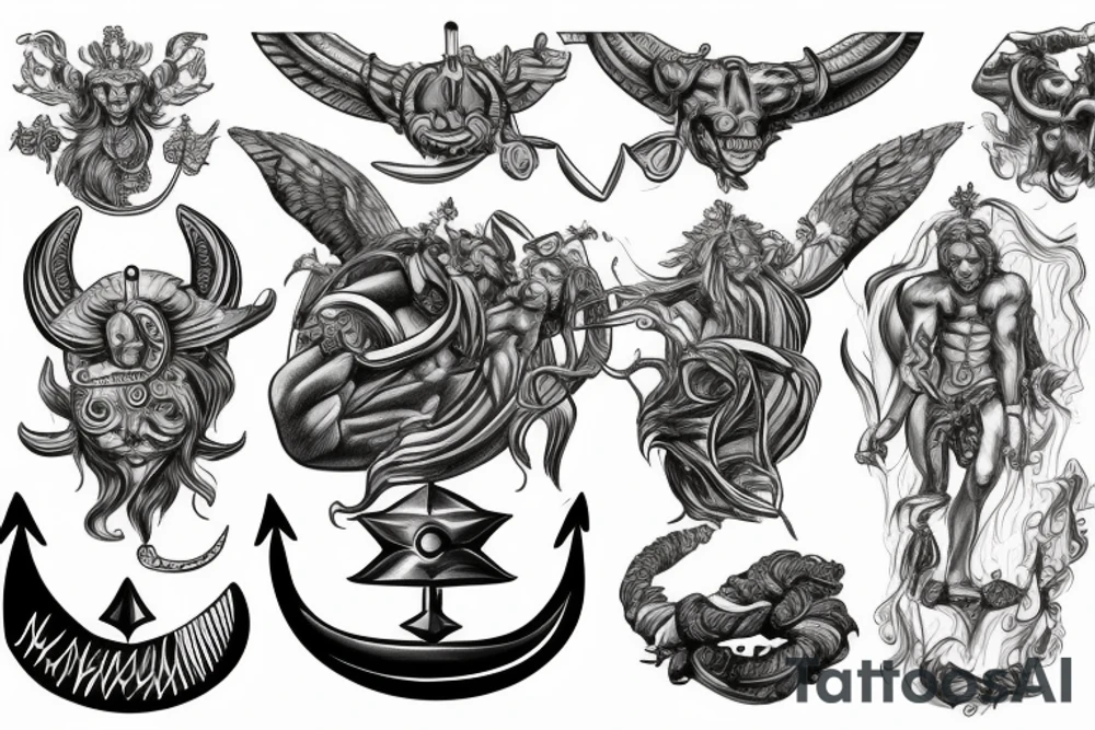 Neptun, trident, god of see, city Gdańsk, Powerful tattoo idea