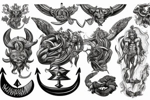 Neptun, trident, god of see, city Gdańsk, Powerful tattoo idea