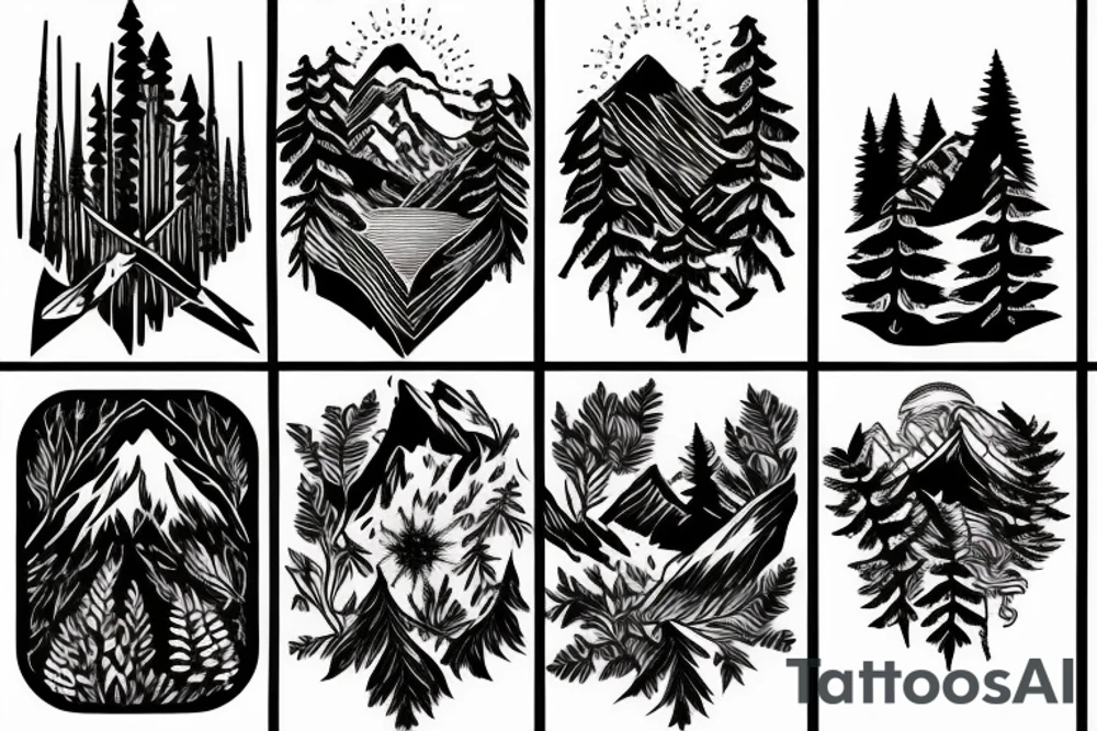 mountain, wildlife tattoo idea
