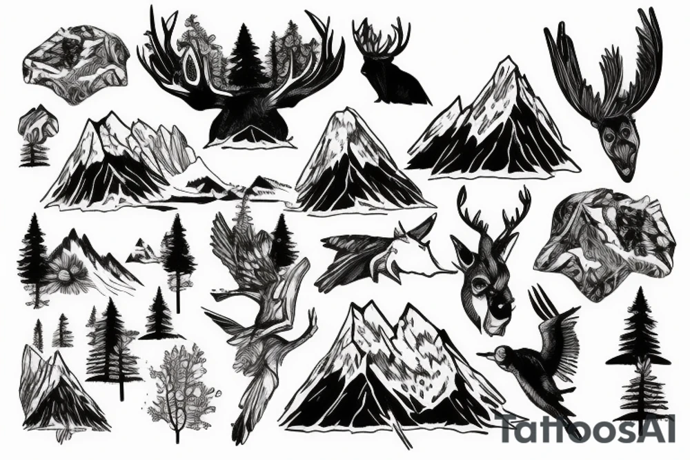 mountain, wildlife tattoo idea