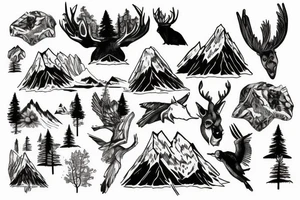 mountain, wildlife tattoo idea