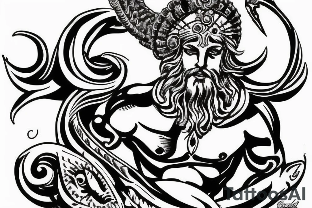 Neptun, god of see, Powerful tattoo idea