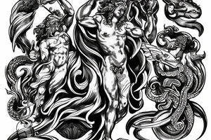 Neptun, Poseidon, god of see, Powerful tattoo idea