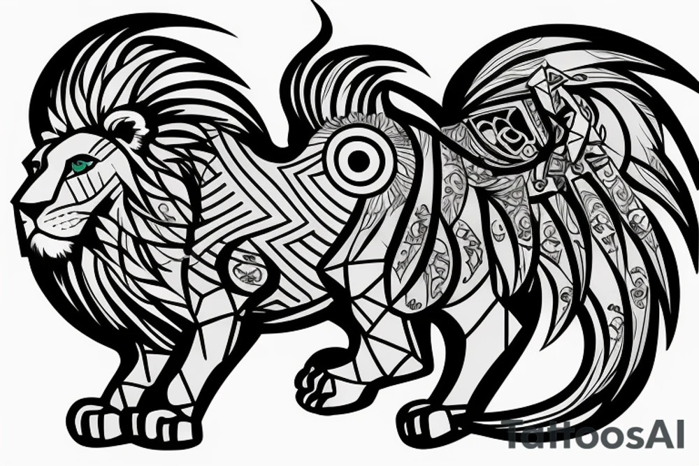 Lion with swords tattoo idea