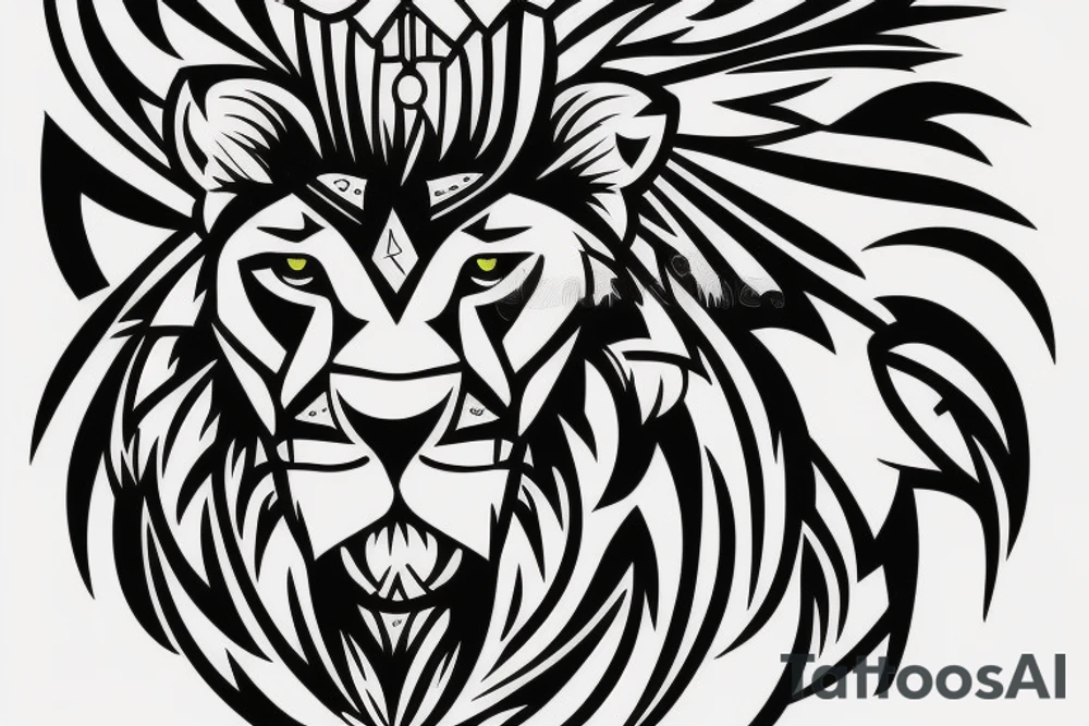 Lion with swords tattoo idea