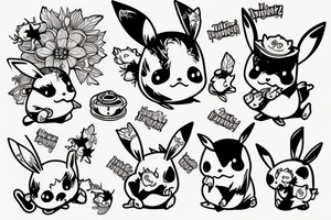 Pikaczu błyskający tattoo idea