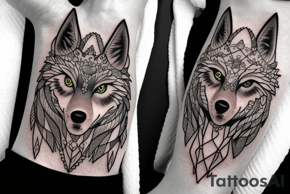 Wolf hoodie girl tattoo idea