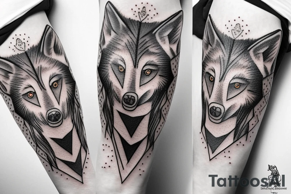 Girls with wolf un head tattoo idea