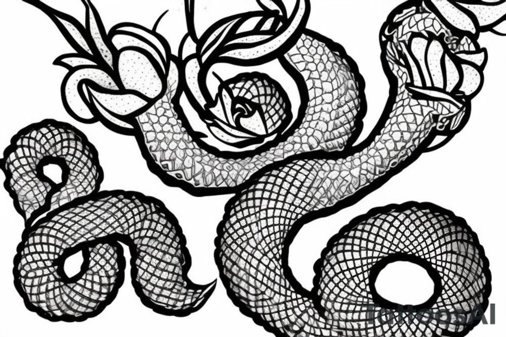 Snake with flowers tattoo idea