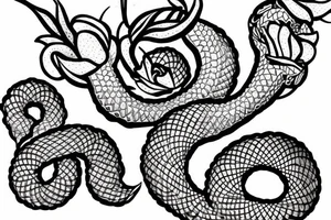 Snake with flowers tattoo idea