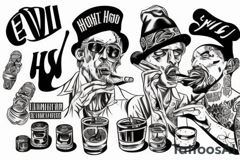 EviL Rich hommie smokes a blunt with totally hot chick tattoo idea