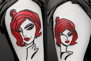 woman in red dress tattoo idea
