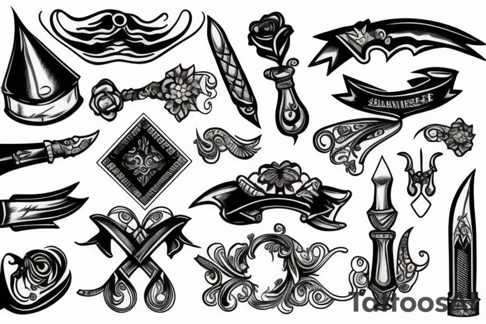 Retro dagger tattoo idea