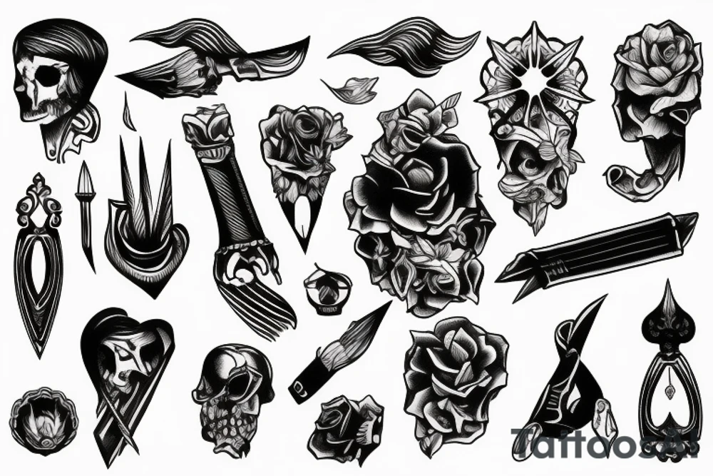 Retro dagger tattoo idea
