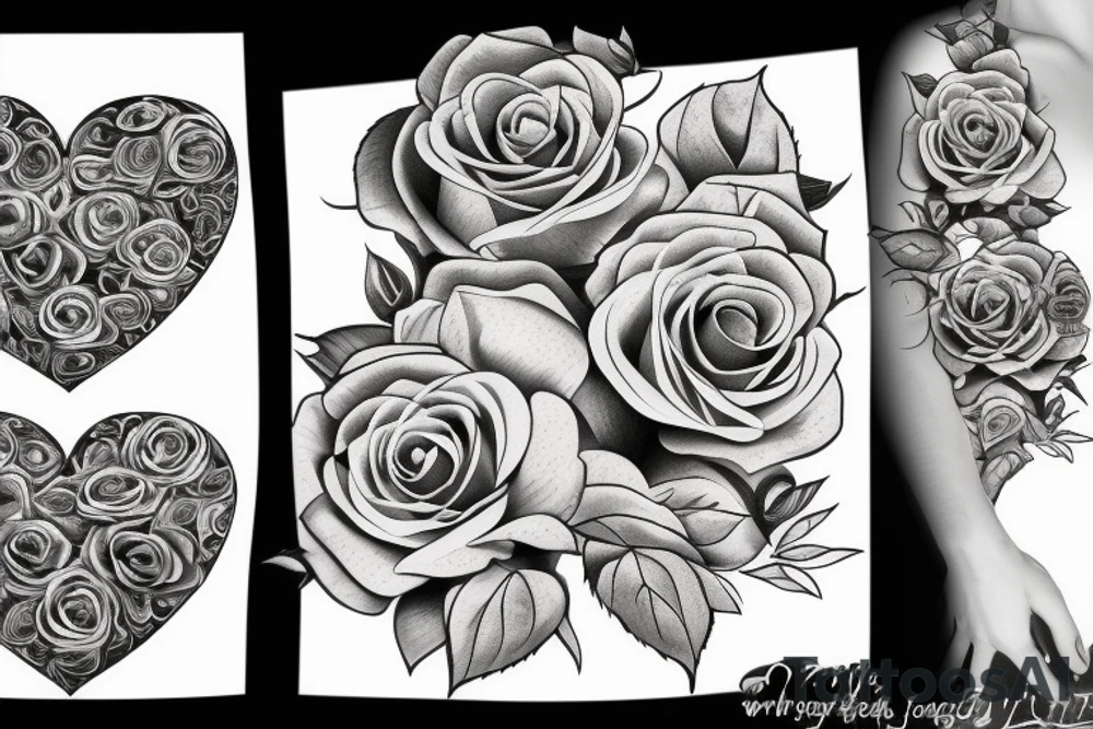 Heart wójt roses tattoo idea