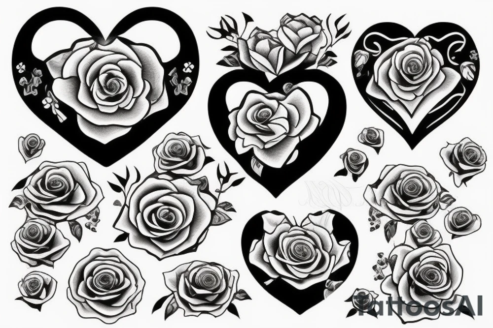 Heart with roses tattoo idea