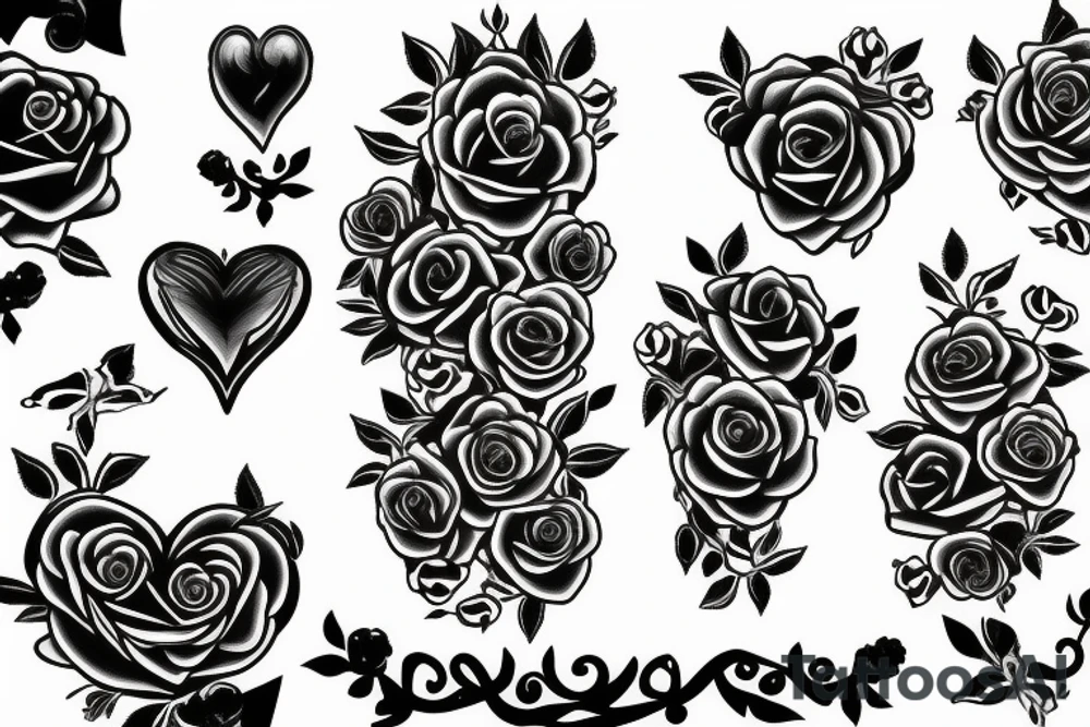 Heart with roses tattoo idea
