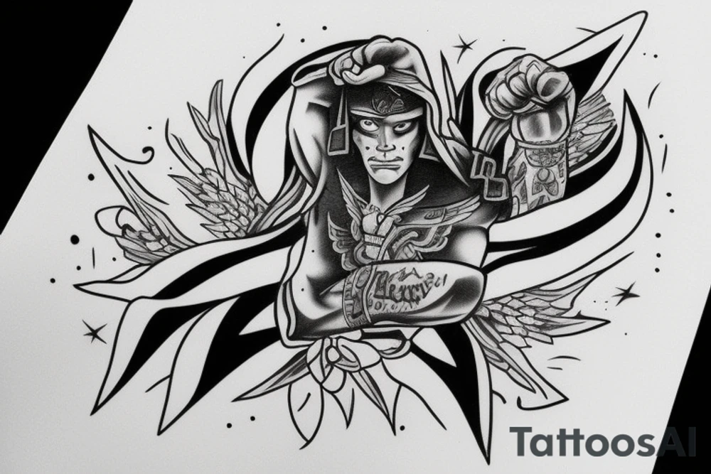 Fighter tattoo for overcoming trauma tattoo idea